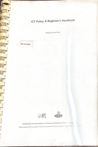 Couverture — ICT Policy: A Beginner's Handbook
