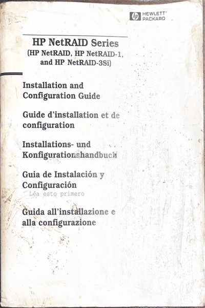 Couverture — HP NetRAID Series Installation and Configuration Guide for HP NetRAID-1, and HP NetRAID-3Si
