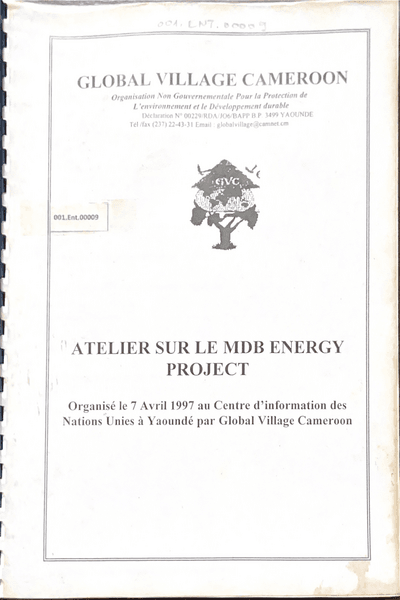 Couverture — Atelier sur le MDB enrgy project