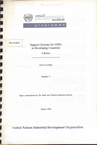 Couverture — Support systems for SMEs in development countries