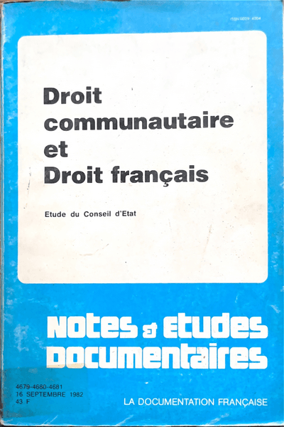 Couverture — Droit communautaire et droit francais