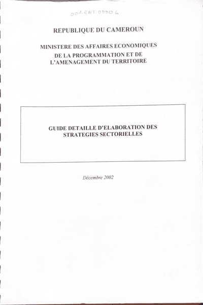 Couverture — Guide detaillé d'élaboration des stratégies sectorielles