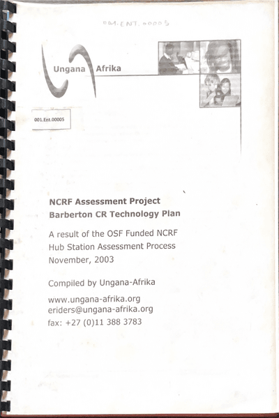 Couverture — NCRF Assessment vproject Barberton CR Technology plan