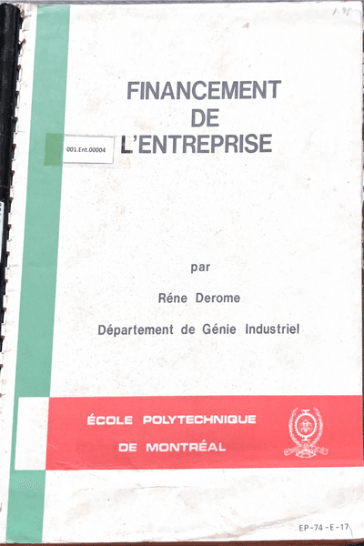 Couverture — Financement de l'entreprise