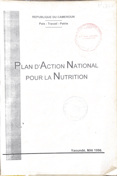 Couverture — Plan d'Action National pour la Nutrition
