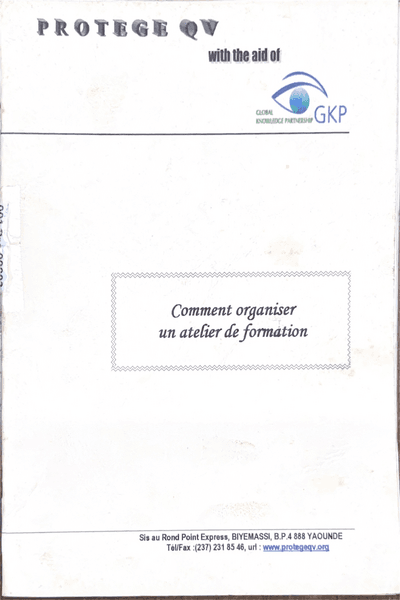 Couverture — Coment organiser un atlier de formation